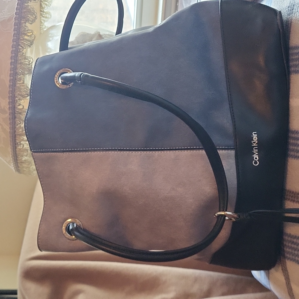 Blue Calvin Klein bucket handbag